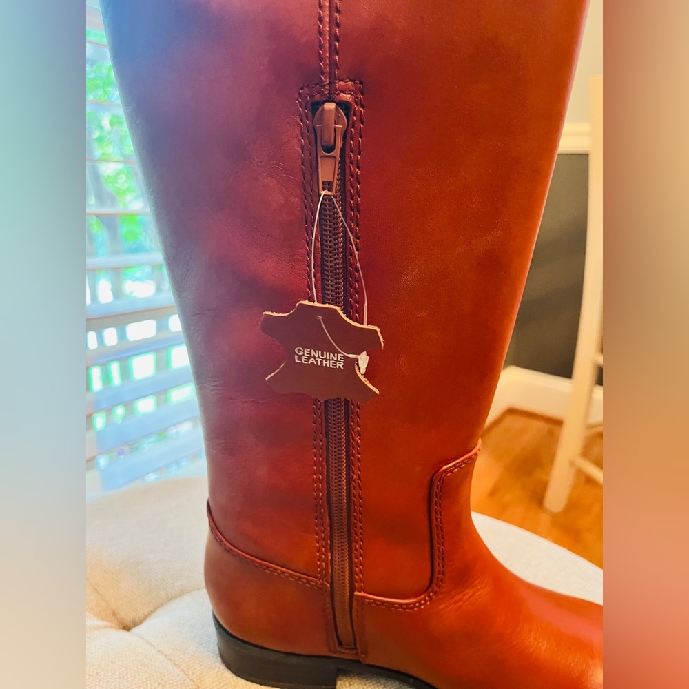 I.N.C. International Concepts Fawne Cognac Leather Knee High Riding Boots (NIB) - Picture 8 of 13